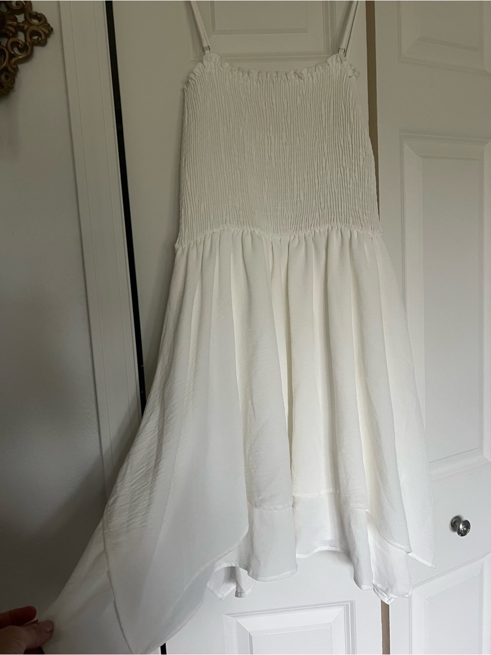 White High-Low Smocked Sundress